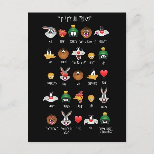LOONEY TUNESâ Emoji Chart Postcard