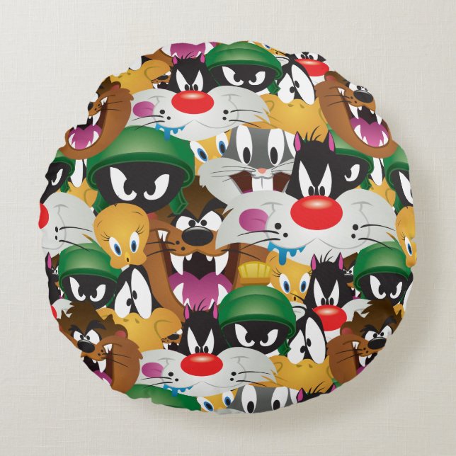 LOONEY TUNES™ Emoji Pattern Round Pillow (Front)