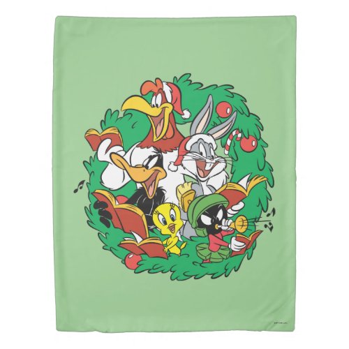 LOONEY TUNES Group Christmas Wreath Duvet Cover