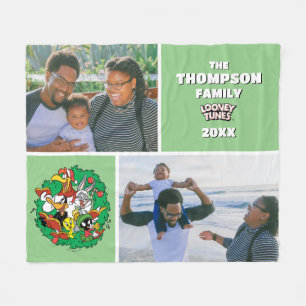 LOONEY TUNES™ Group Christmas Wreath Family Photo Fleece Blanket