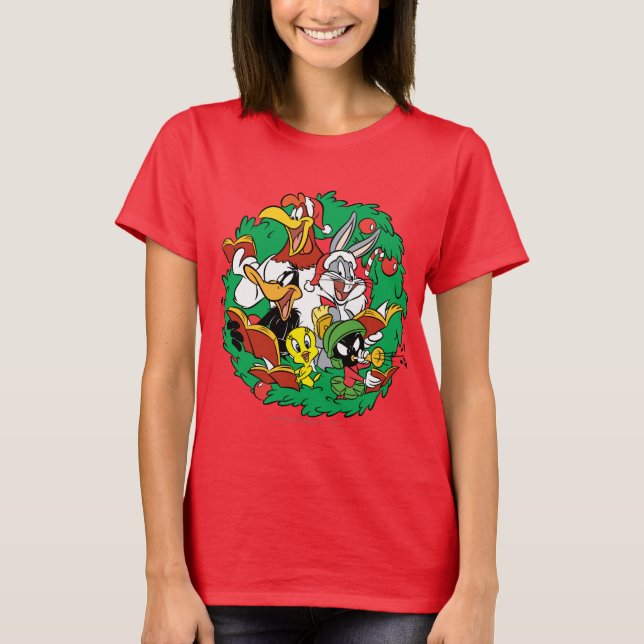 LOONEY TUNES™ Group Christmas Wreath T-Shirt (Front)