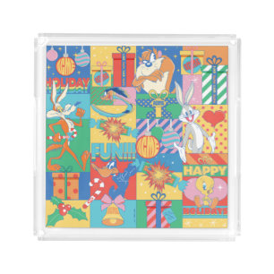 LOONEY TUNES™   Happy Holidays Christmas Pattern Acrylic Tray