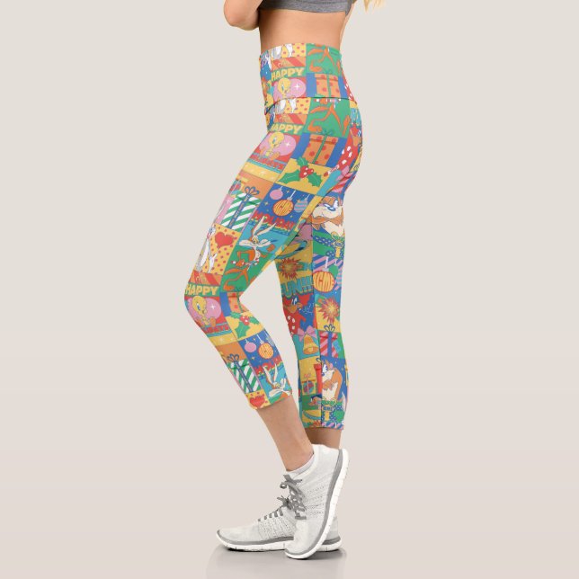 LOONEY TUNES™ | Happy Holidays Christmas Pattern Capri Leggings (Left)