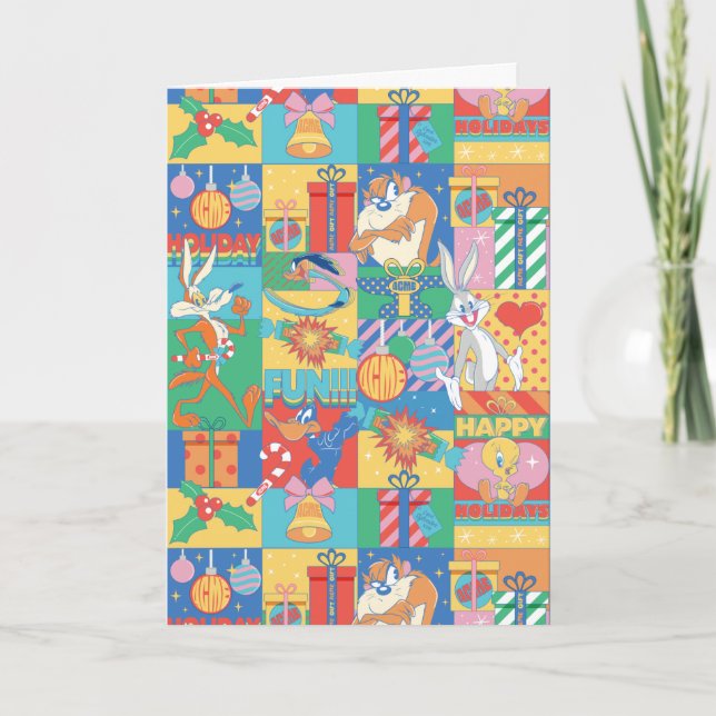 LOONEY TUNES™ | Happy Holidays Christmas Pattern Card (Front)