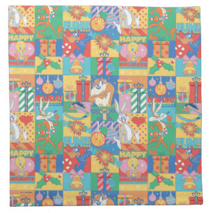 LOONEY TUNES™   Happy Holidays Christmas Pattern Cloth Napkin