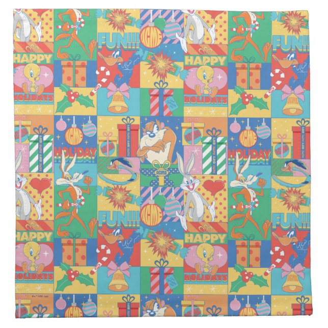 LOONEY TUNES™ | Happy Holidays Christmas Pattern Cloth Napkin (Front)