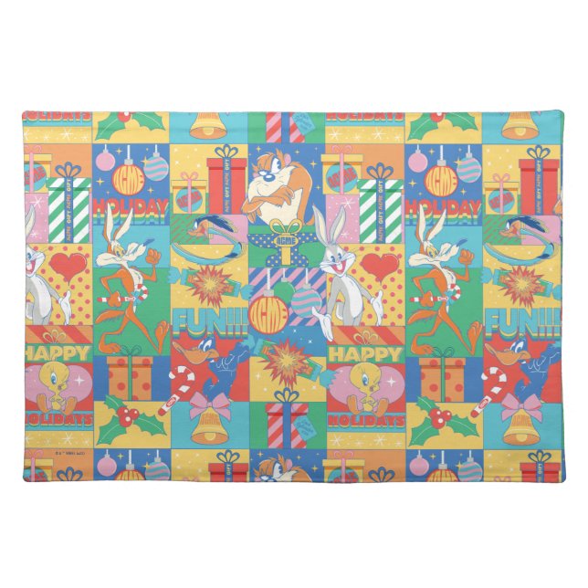 LOONEY TUNES™ | Happy Holidays Christmas Pattern Cloth Placemat (Front)