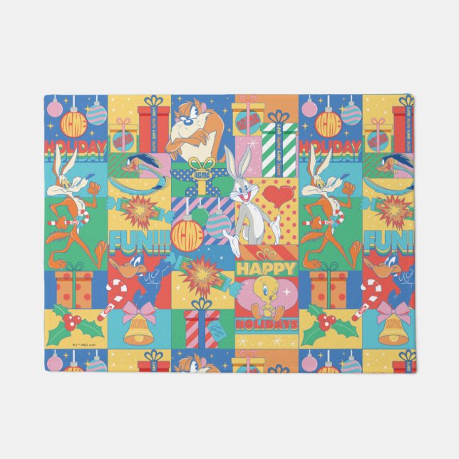 LOONEY TUNES™ | Happy Holidays Christmas Pattern Doormat (Front)