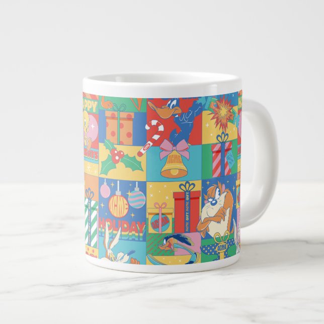 LOONEY TUNES™ | Happy Holidays Christmas Pattern Giant Coffee Mug (Front Right)