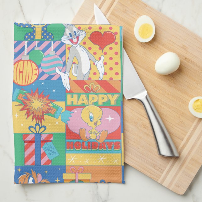 LOONEY TUNES™ | Happy Holidays Christmas Pattern Kitchen Towel (Quarter Fold)