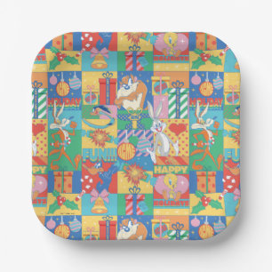 LOONEY TUNES™   Happy Holidays Christmas Pattern Paper Plates
