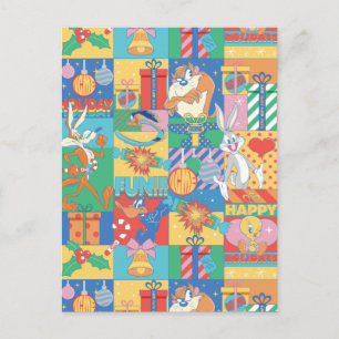 LOONEY TUNES™ Happy Holidays Christmas Pattern Postcard