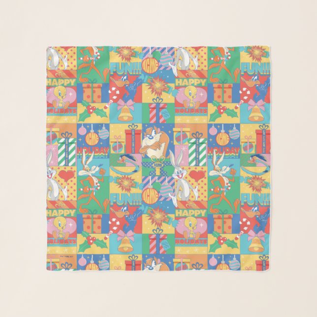 LOONEY TUNES™ | Happy Holidays Christmas Pattern Scarf (Front)