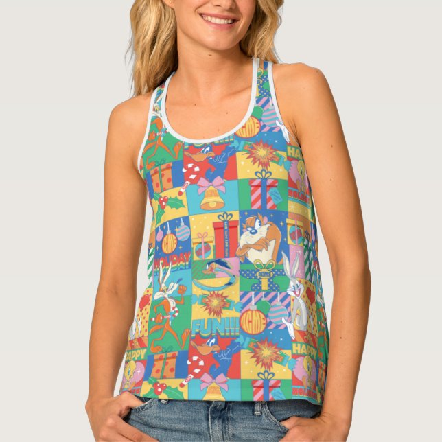 LOONEY TUNES™ | Happy Holidays Christmas Pattern Tank Top (Front)