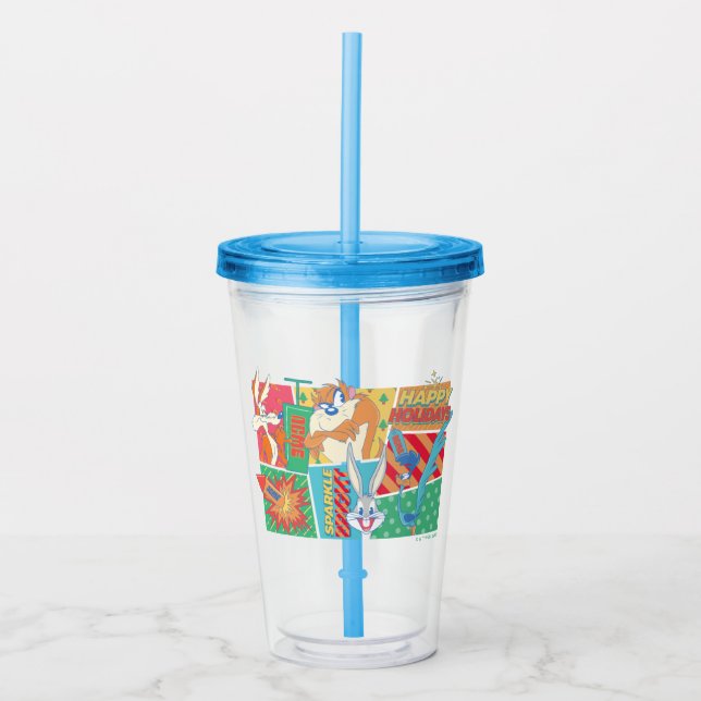 LOONEY TUNES™ | Happy Holidays Pattern Acrylic Tumbler (Front)