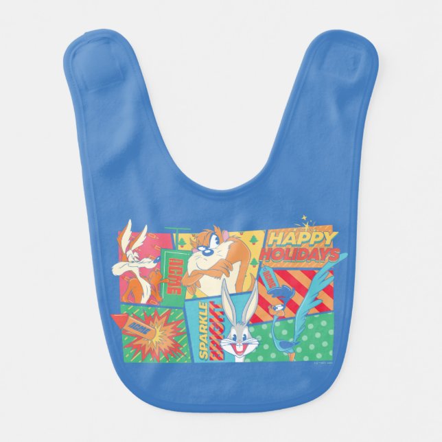 LOONEY TUNES™ | Happy Holidays Pattern Baby Bib (Front)