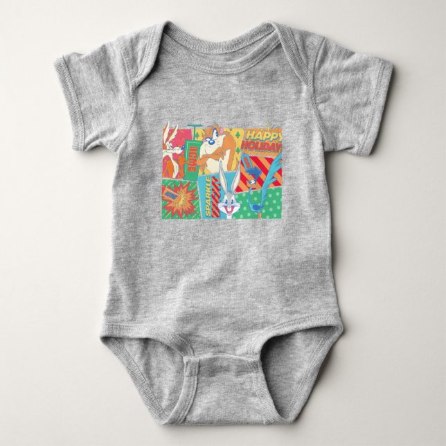 LOONEY TUNES™ | Happy Holidays Pattern Baby Bodysuit (Front)