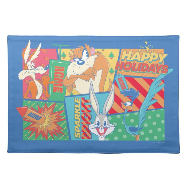 LOONEY TUNES™ | Happy Holidays Pattern Cloth Placemat (Front)