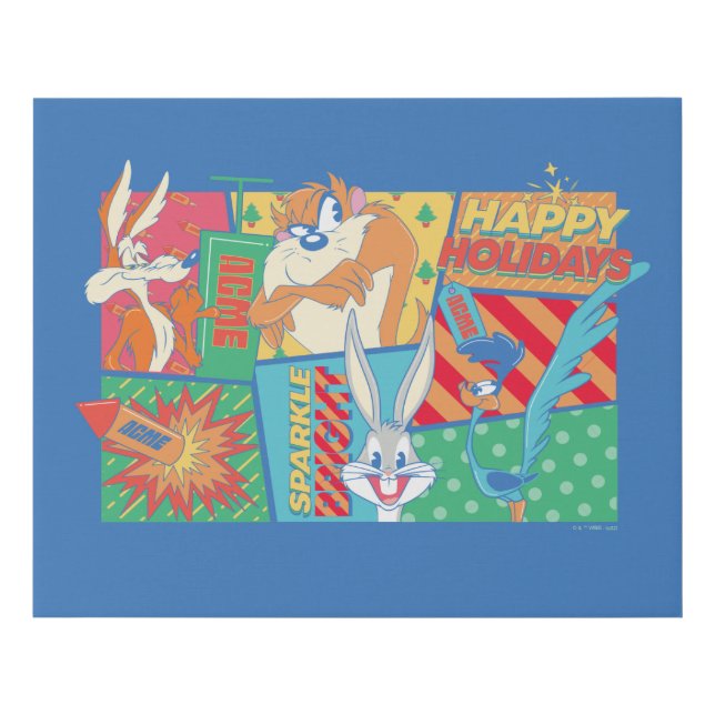 LOONEY TUNES™ | Happy Holidays Pattern Faux Canvas Print (Front)