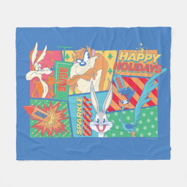 LOONEY TUNES™ | Happy Holidays Pattern Fleece Blanket (Front (Horizontal))