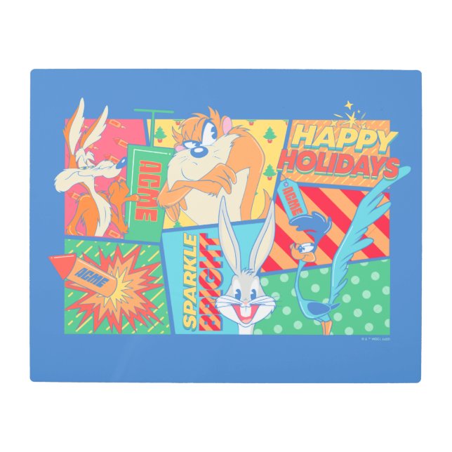 LOONEY TUNES™ | Happy Holidays Pattern Metal Print (Front)
