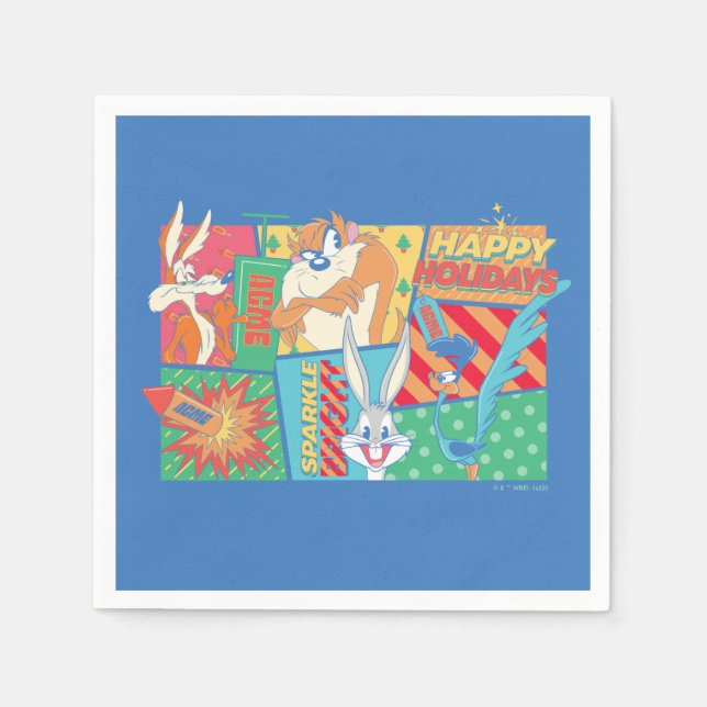 LOONEY TUNES™ | Happy Holidays Pattern Napkins (Front)