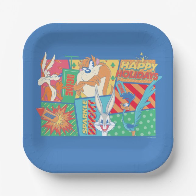 LOONEY TUNES™ | Happy Holidays Pattern Paper Plates (Front)