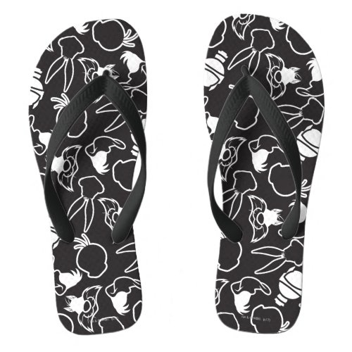 LOONEY TUNES Head Outlines Pattern Flip Flops