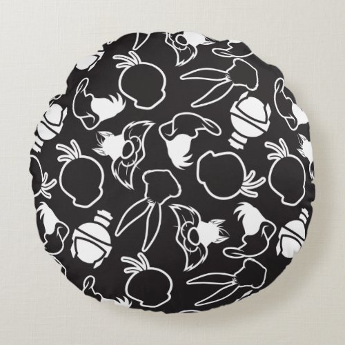 LOONEY TUNES Head Outlines Pattern Round Pillow