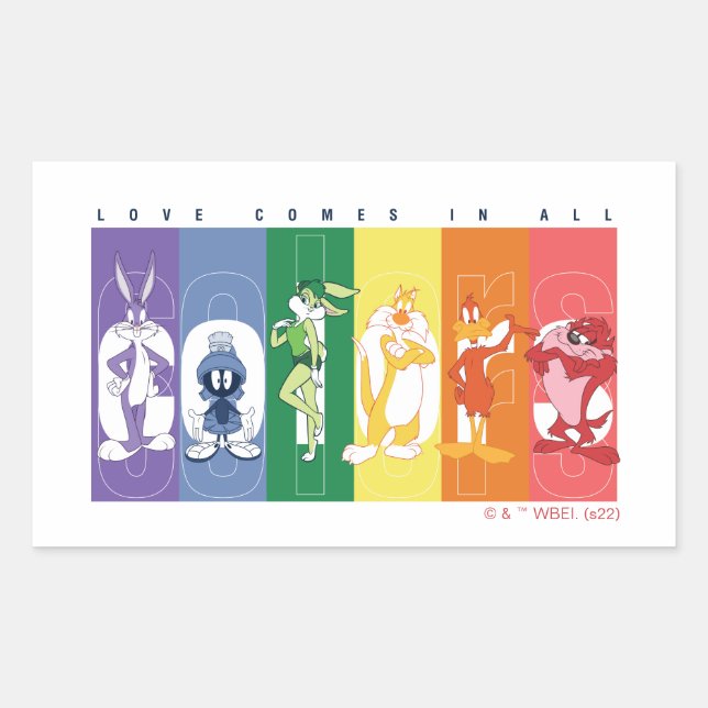 LOONEY TUNES™ - Love Comes In All Colors Rectangular Sticker (Front)