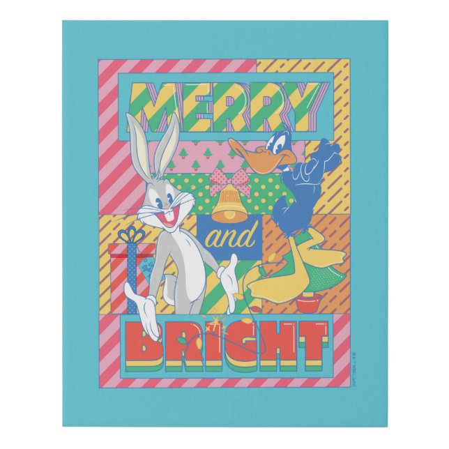 LOONEY TUNES™ | Merry and Bright Christmas Faux Canvas Print (Front)
