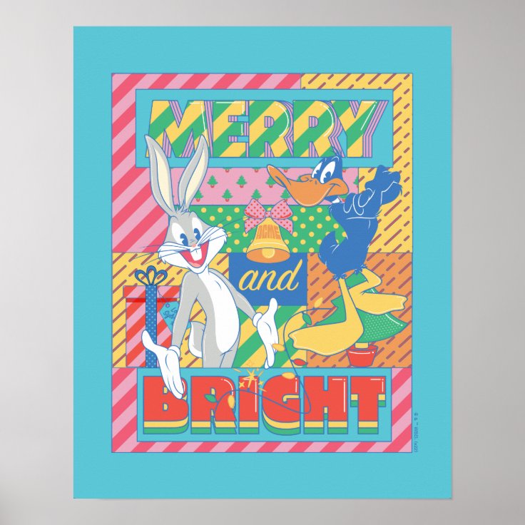 LOONEY TUNES™ | Merry and Bright Christmas Poster | Zazzle