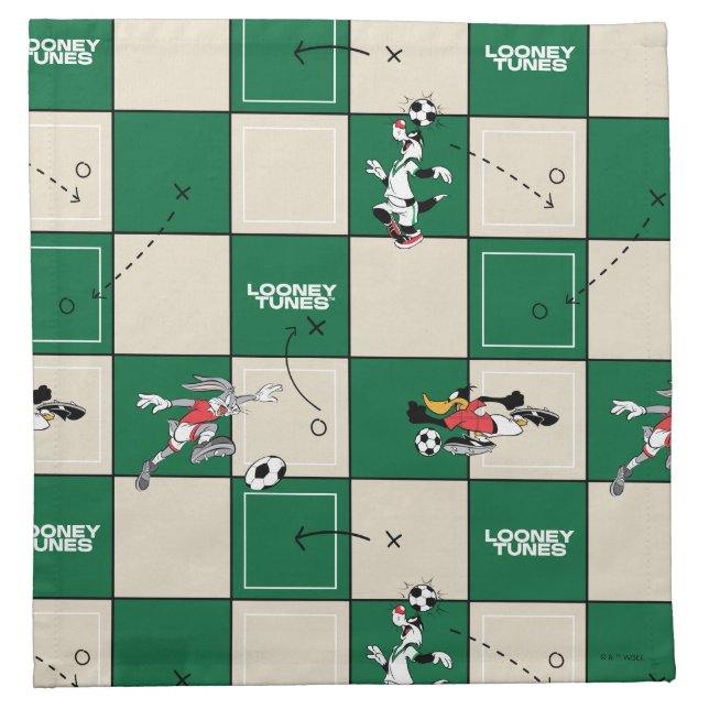 LOONEY TUNES™ Soccer Grid Pattern Cloth Napkin (Front)