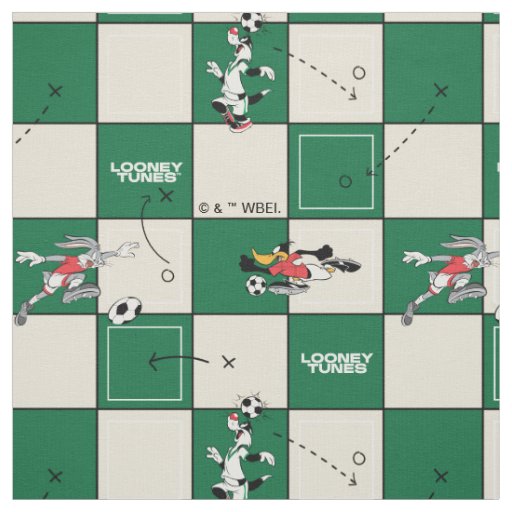 LOONEY TUNES™ Soccer Grid Pattern Fabric