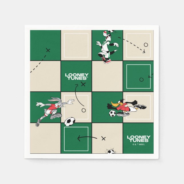 LOONEY TUNES™ Soccer Grid Pattern Napkins (Front)