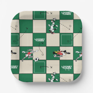 LOONEY TUNES™ Soccer Grid Pattern Paper Plates