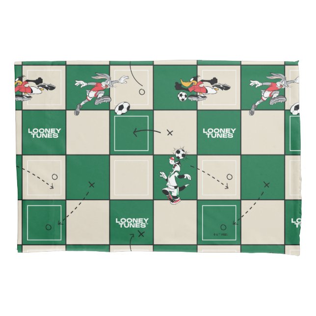 LOONEY TUNES™ Soccer Grid Pattern Pillow Case (Front)
