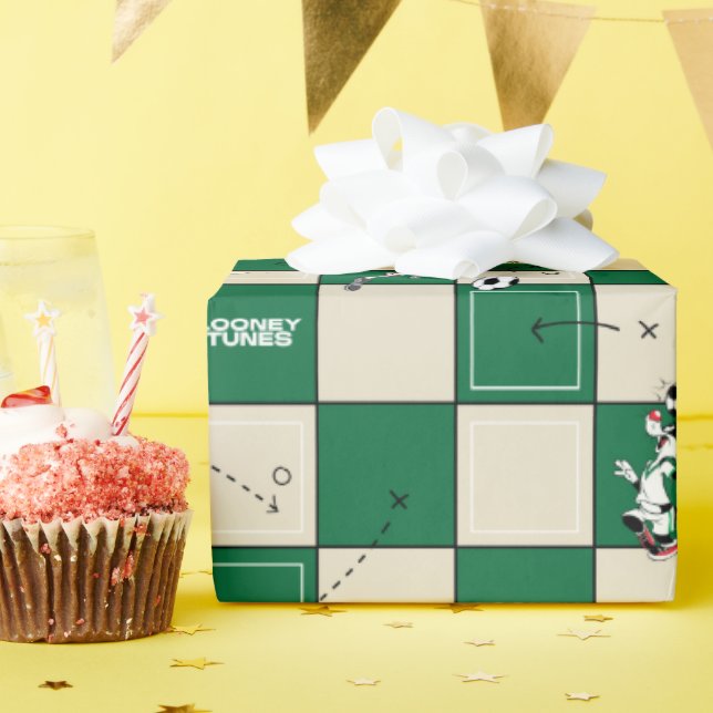 LOONEY TUNES™ Soccer Grid Pattern Wrapping Paper (Birthday Party)