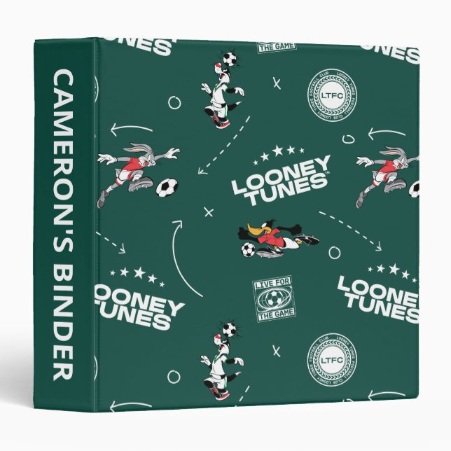 LOONEY TUNES™ Soccer Playbook Pattern 3 Ring Binder (Front/Spine)