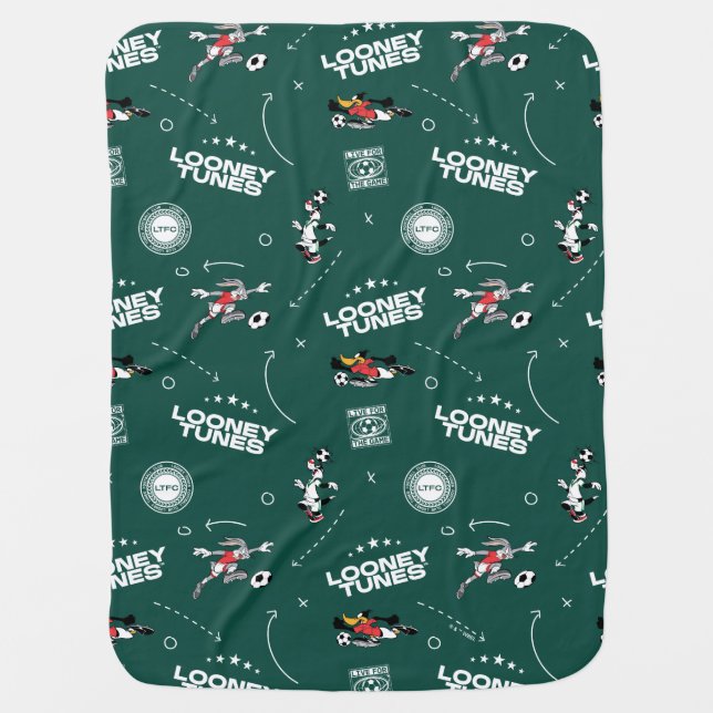 LOONEY TUNES™ Soccer Playbook Pattern Baby Blanket (Front)