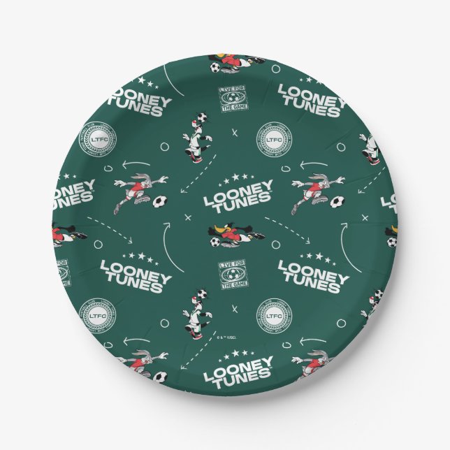 LOONEY TUNES™ Soccer Playbook Pattern Paper Plates (Front)