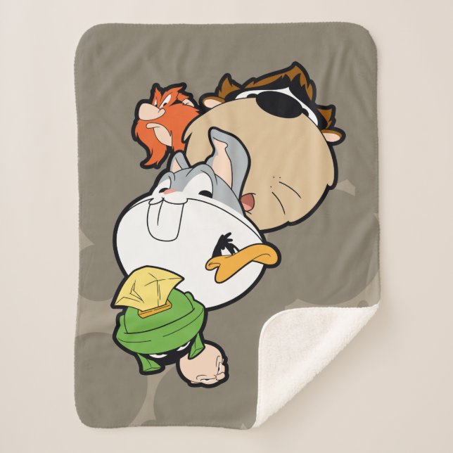 LOONEY TUNES™ Stylized Big Heads Sherpa Blanket (Front)