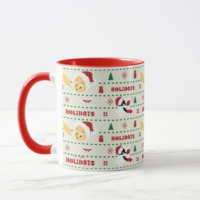 LOONEY TUNES™ SYLVESTER™ & TWEETY™ Holiday Pattern Mug (Left)