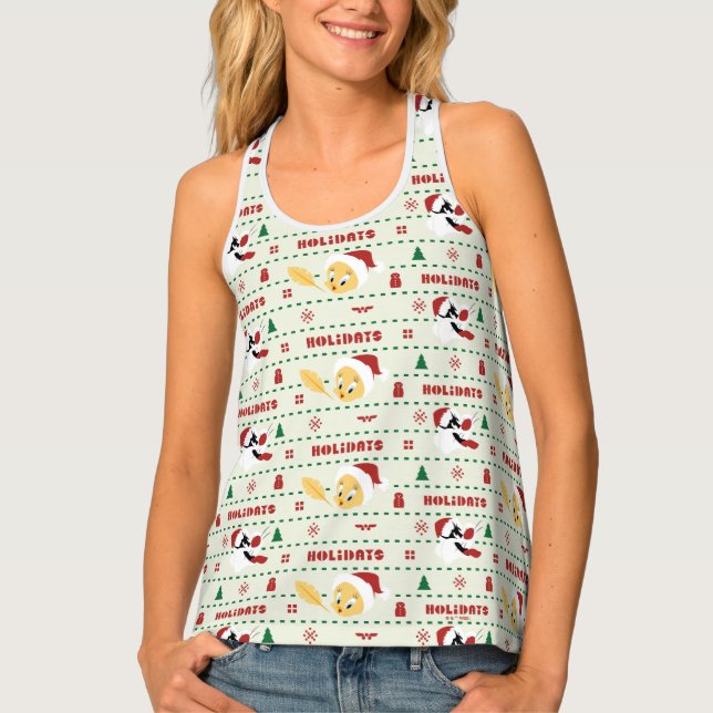 LOONEY TUNES™ SYLVESTER™ & TWEETY™ Holiday Pattern Tank Top (Front)