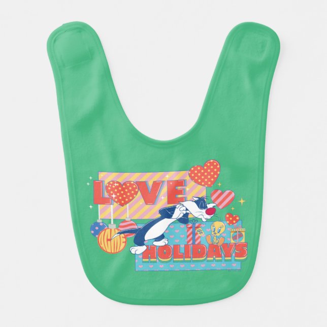 LOONEY TUNES™ | SYLVESTER™ & TWEETY™Love Holidays Baby Bib (Front)