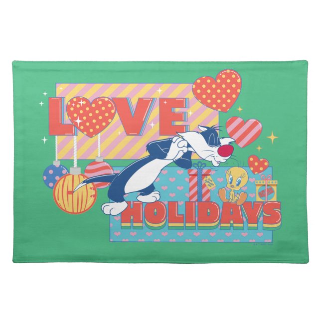 LOONEY TUNES™ | SYLVESTER™ & TWEETY™Love Holidays Cloth Placemat (Front)