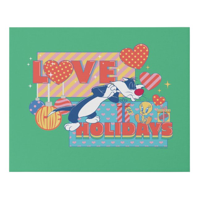 LOONEY TUNES™ | SYLVESTER™ & TWEETY™Love Holidays Faux Canvas Print (Front)