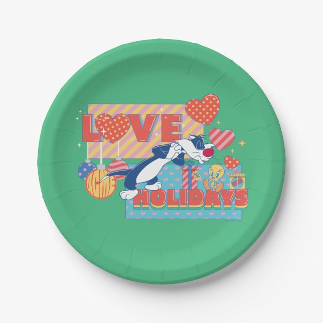 LOONEY TUNES™ | SYLVESTER™ & TWEETY™Love Holidays Paper Plates (Front)
