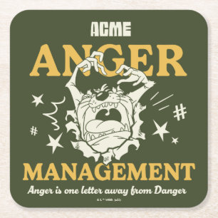 LOONEY TUNES™  TAZ™ ACME Anger Management Square Paper Coaster