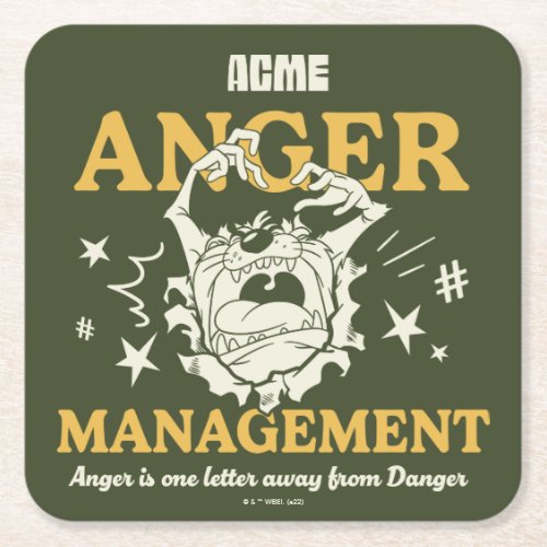 LOONEY TUNES TAZ ACME Anger Management Square Paper Coaster